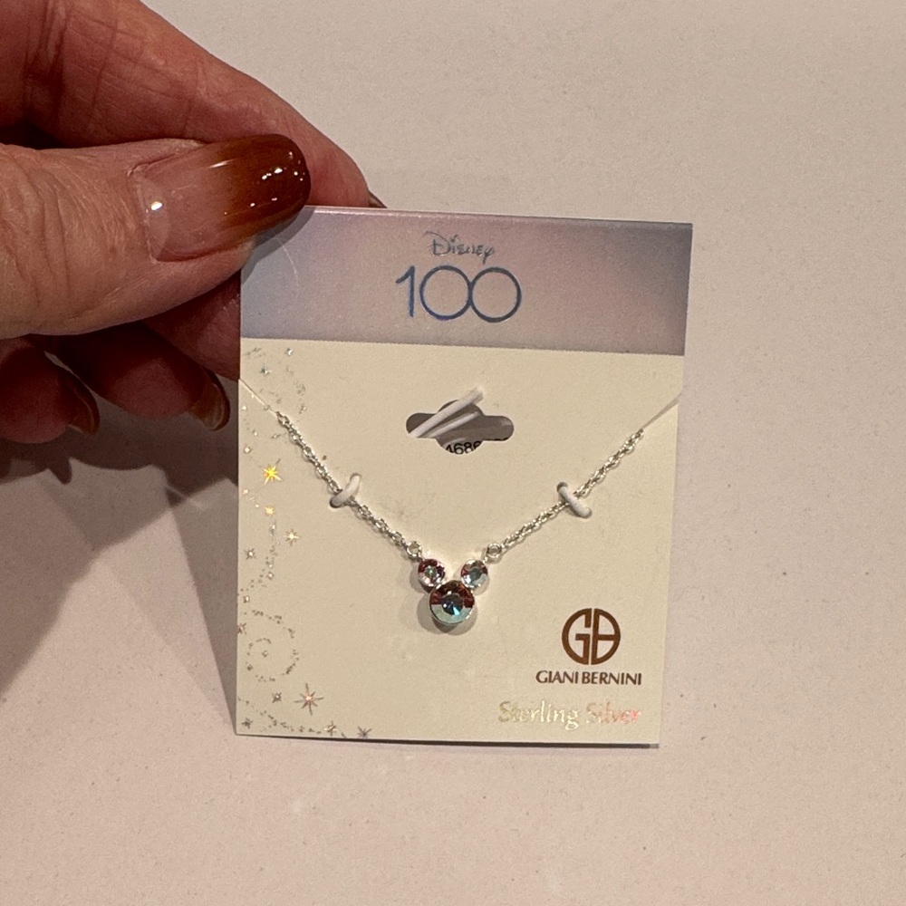 Giani Bernini Sterling Silver Disney Mickey Necklace with Blue and Pink Accents